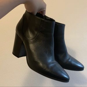 Zara Premium Black Leather Pointy Booties 37